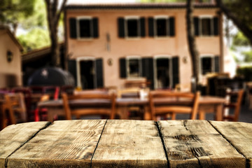Wooden desk of free space and grill time 