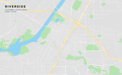 Fototapeta premium Printable street map of Riverside, California