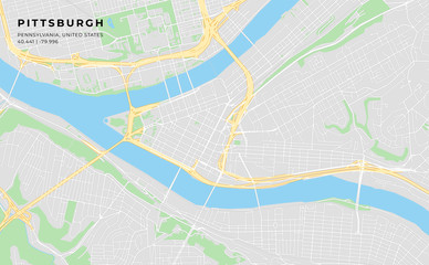 Printable street map of Pittsburgh, Pennsylvania