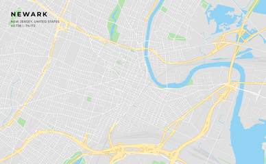 Printable street map of Newark, New Jersey