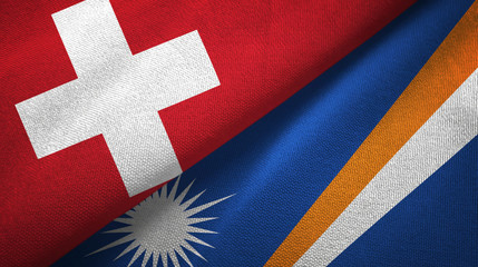 Switzerland and Marshall Islands two flags textile cloth, fabric texture