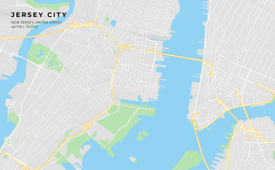 Printable street map of Jersey City, New Jersey