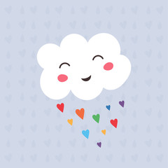 Funny kawaii cloud on the rainbow.Vector illustration