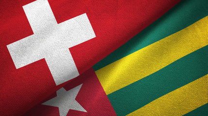 Switzerland and Togo two flags textile cloth, fabric texture