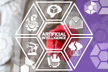 Industry 40 Artificial Intelligence concept. AI smart production. Manufacture Intelligent.