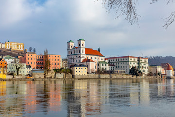 skyline of Passau with cathedral