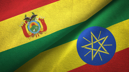 Bolivia and Ethiopia two flags textile cloth, fabric texture