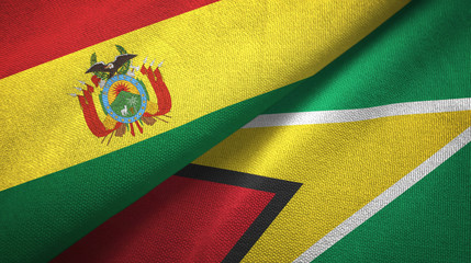 Bolivia and Guyana two flags textile cloth, fabric texture