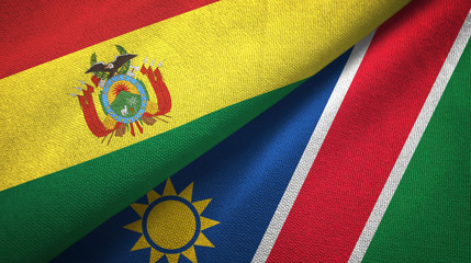 Bolivia and Namibia two flags textile cloth, fabric texture