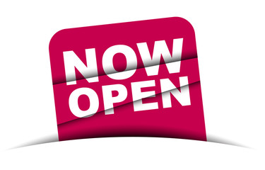 red vector banner now open