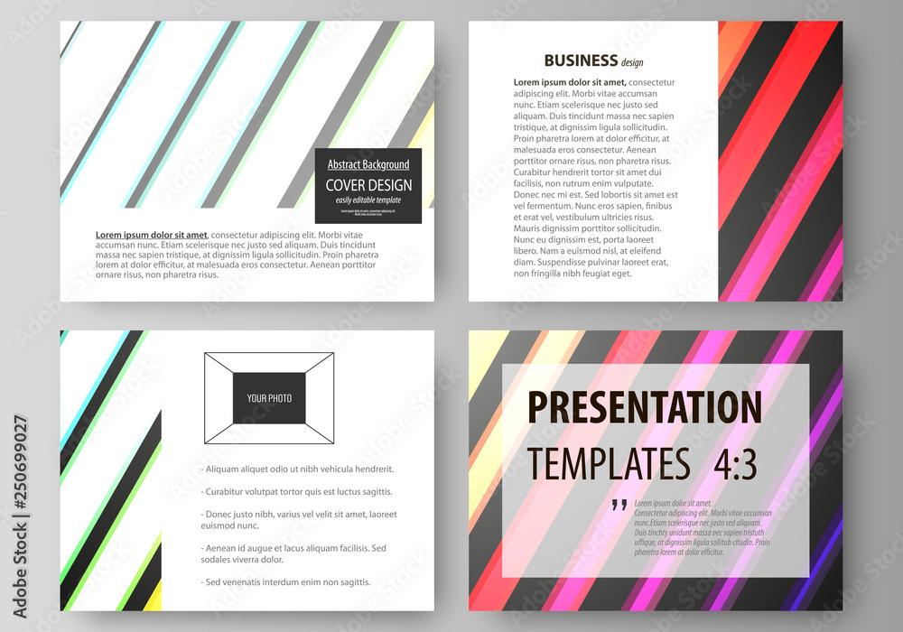 Aufkleber set of business templates for presentation slides. vector layouts in flat style. bright color rectan