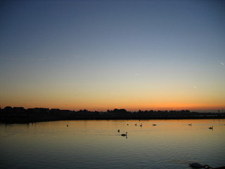 Sunrise across emsworth mill pond