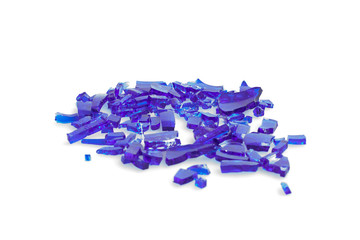 Shards of blue glass isolated on white