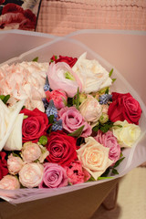 anemone, rose, Ranunculus, Tulip, Muscari, Bush rose, bouquet, flower, pink, roses, flowers, wedding, white, red, floral, nature, love, bunch, beautiful, isolated, petal, gift, blossom, beauty, decora