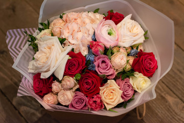 anemone, rose, Ranunculus, Tulip, Muscari, Bush rose, bouquet, flower, pink, roses, flowers, wedding, white, red, floral, nature, love, bunch, beautiful, isolated, petal, gift, blossom, beauty, decora