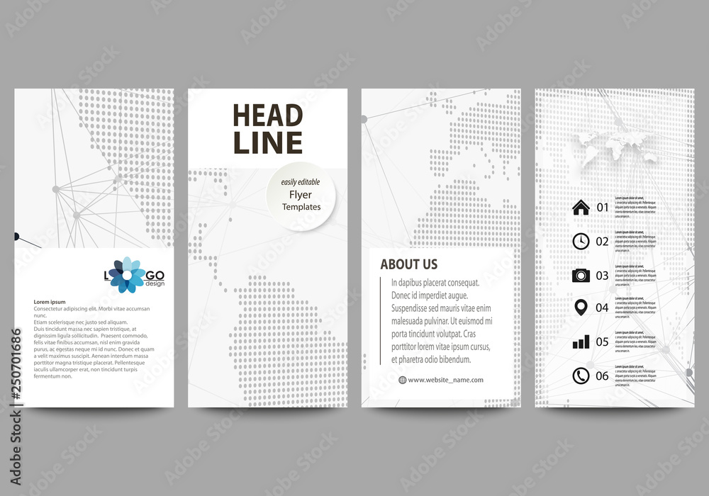 Poster the minimalistic abstract vector illustration of the editable layout of four modern vertical banners