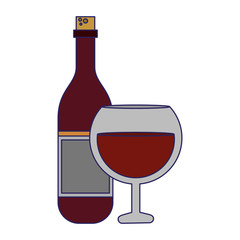 Wine bottle and cup blue lines