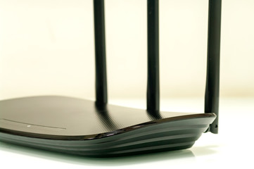 Switched-on router closeup.