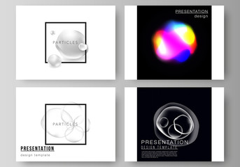 Fototapeta premium The vector layout of the presentation slides design business templates. SPA and healthcare design, sci-fi technology background. Abstract futuristic or medical consept backgrounds to choose from