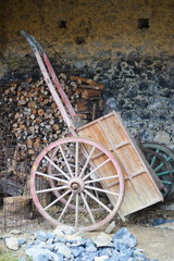 Fototapeta na wymiar A wooden cart in Cantabria, Spain