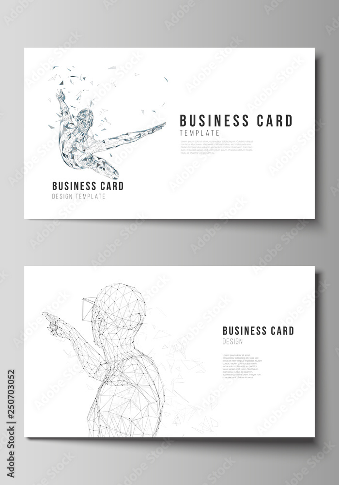 Poster the minimalistic abstract vector illustration of the editable layout of two creative business cards 