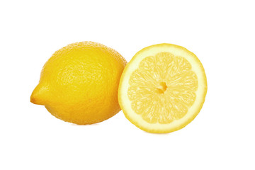 Fototapeta na wymiar Aufgeschnittenen Zitrone isoliert auf weiß