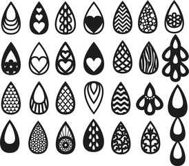 Teardrop Earrings, Earrings Template, Laser Cut Pendant, Faux Leather Bijouterie Design, Leather Earring