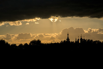 sunset over the church