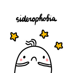 Siderophobia hand drawn illustration with cute marshmallow and stars