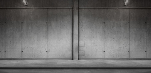 Wide Concrete Wall Background with Floor Step