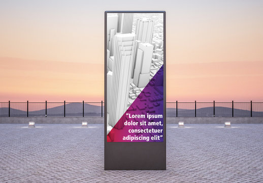 Advertising Kiosk at Sunset Mockup