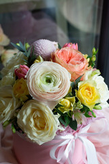 anemone, roses,Ranunculus,mattiola, Tulip,evkalipt,Narcissus, bouquet, wedding, flowers, rose, flower, roses, pink, white, love, bride, floral, bridal, marriage, bunch, celebration, beautiful, romance