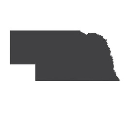 Vector Nebraska Map silhouette. Isolated vector Illustration. Black on White background.