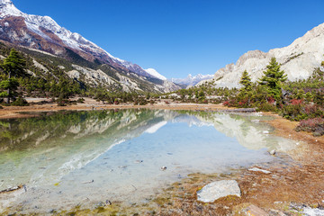 Idyllic mountain landscape, Annapurna range in Himalayan mountains