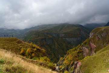 Obraz premium Mountain landscape near Gudauri from Georgia-Russia Friendship Monument, Georgia