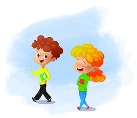 Vector Illustration Of School Children