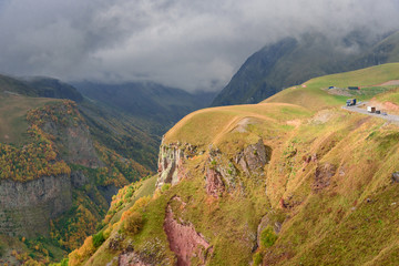 Mountain landscape near Gudauri from Georgia-Russia Friendship Monument, Georgia