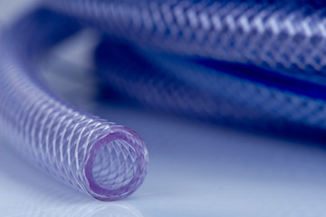 Macro of soft PVC braided transparent compressor hose