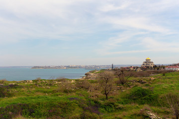 Fototapeta na wymiar spring landscape with the sea