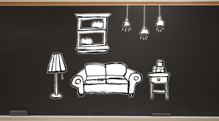 New apartment dream on a blackboard with erasers