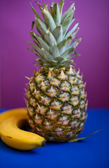 Exotic fruit on a colorful background. Fresh and fragrant fruit. Summer.