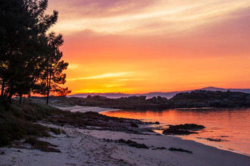 Beach at dusk in Arousa Island