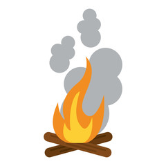 Bonfire with trunks and smoke