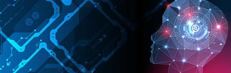 Artificial Intelligence concept.  Creative brain concept background. Vector science illustration.