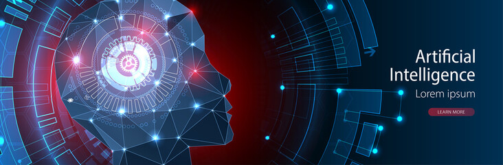 Artificial Intelligence concept.  Creative brain concept background. Vector science illustration.