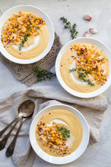 Roasted cauliflower and chickpea soup