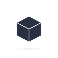 isometric cube. linear icon. Line with editable stroke. Cube icons with a perspective 3d cube model with a shadow.