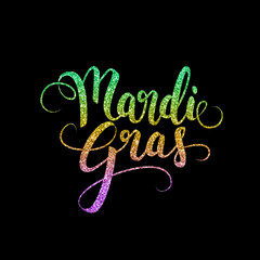 Mardi Gras decorative calligraphic lettering, flyer template, vector illustration © paw