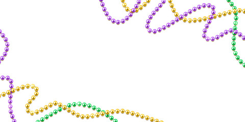 Fototapeta Mardi Gras decorative background with colorful traditional beads on white, vector illustration obraz