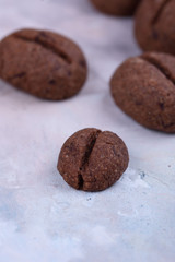 Delicious and fragrant coffee in the form of coffee, with coffee beans, and small coffee cups